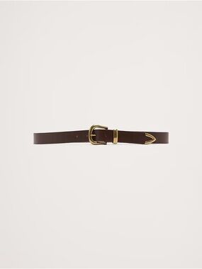 Banana Republic Brown Leather Belt with Gold Buckle